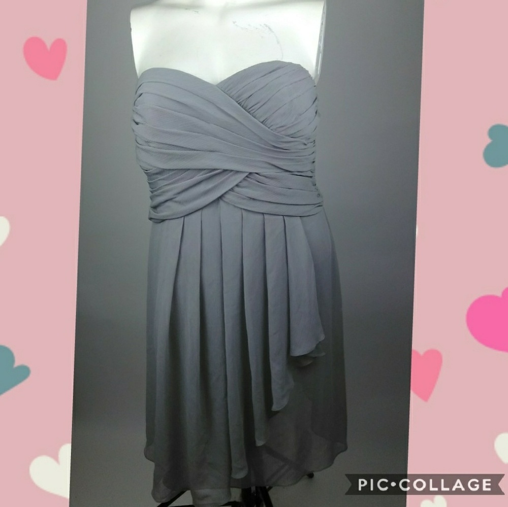 Davids bridal grey strapless dress size 16